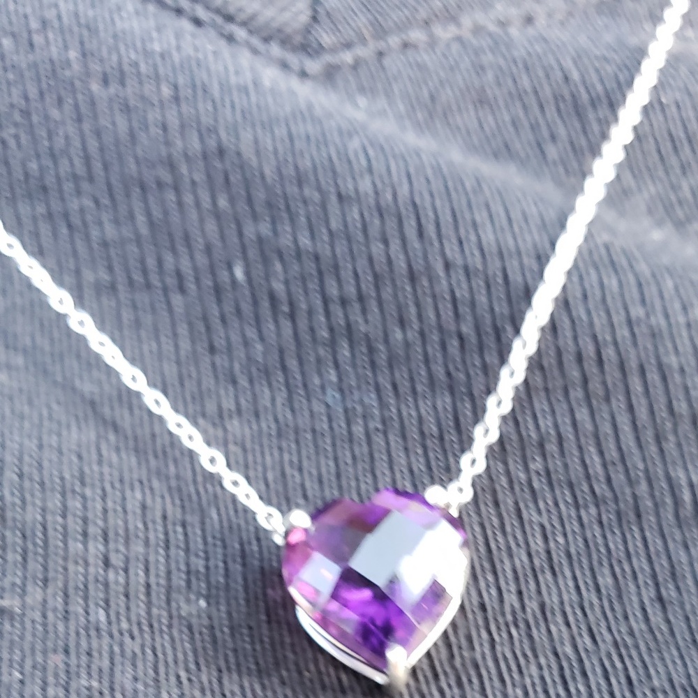 3ctw African Amethyst Heart shaped necklace